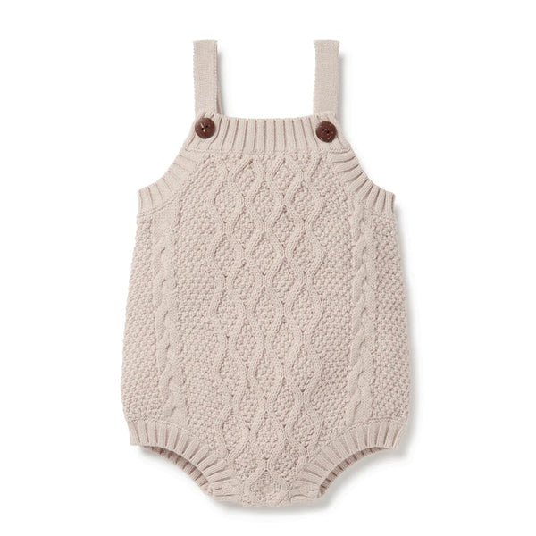 Aster & Oak Natural Cable Knit Romper