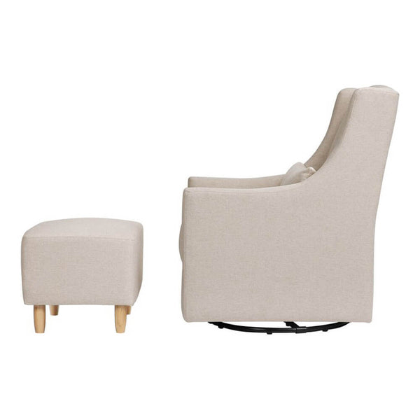 Babyletto toco swivel glider and sale ottoman white linen