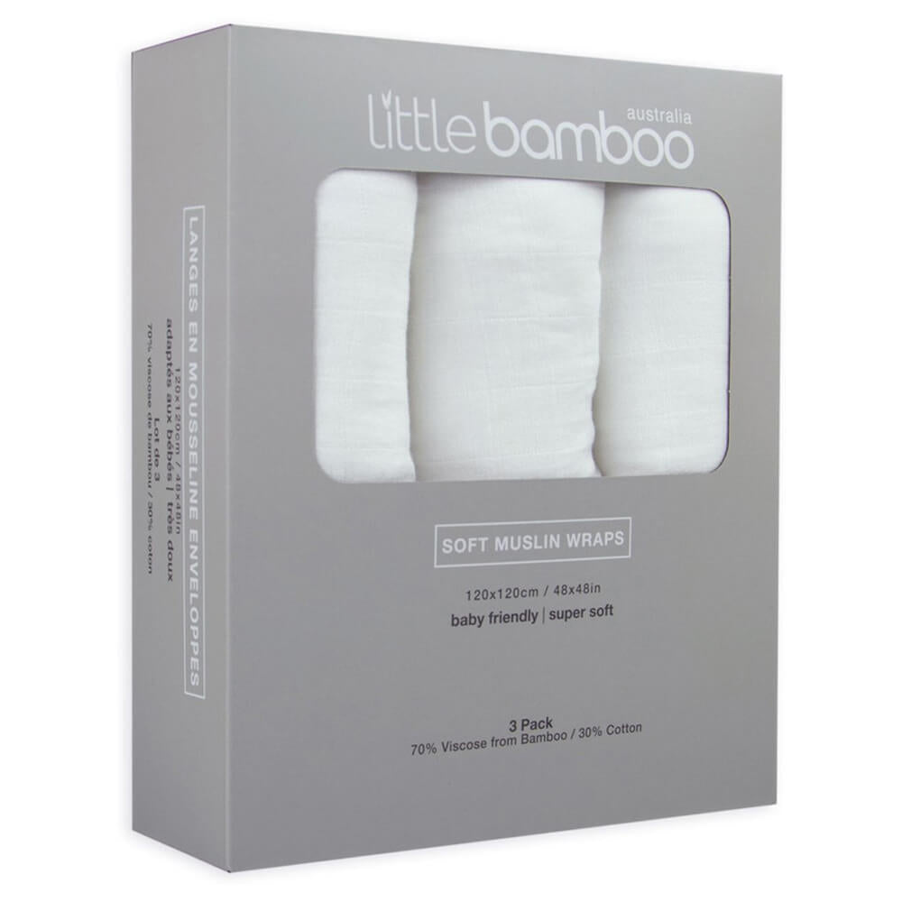 Little Bamboo Muslin Wraps 3pk