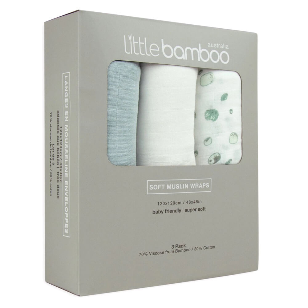 Little Bamboo Muslin Wraps 3pk