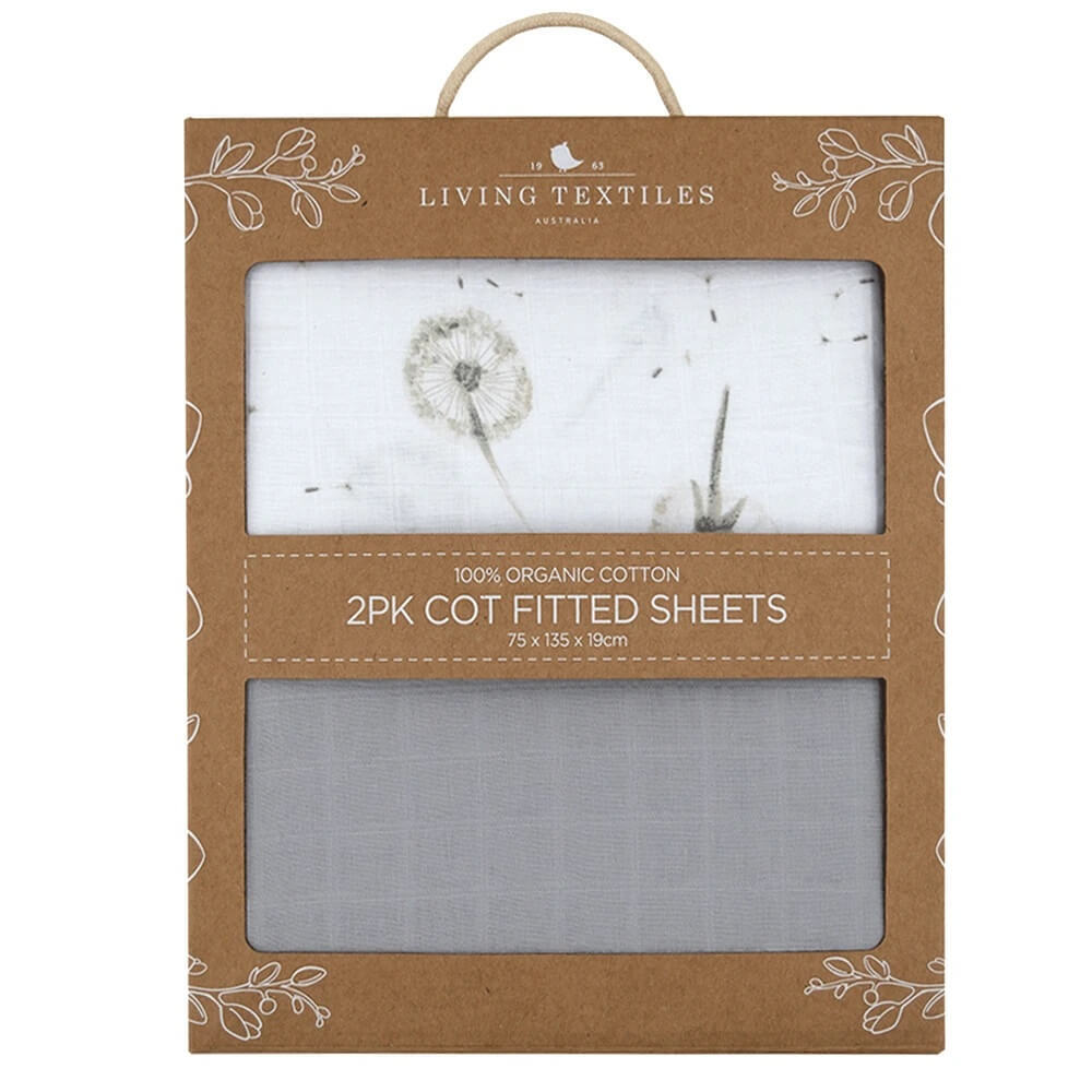 Living Textiles Organic Muslin Cot Fitted Sheet 2pk