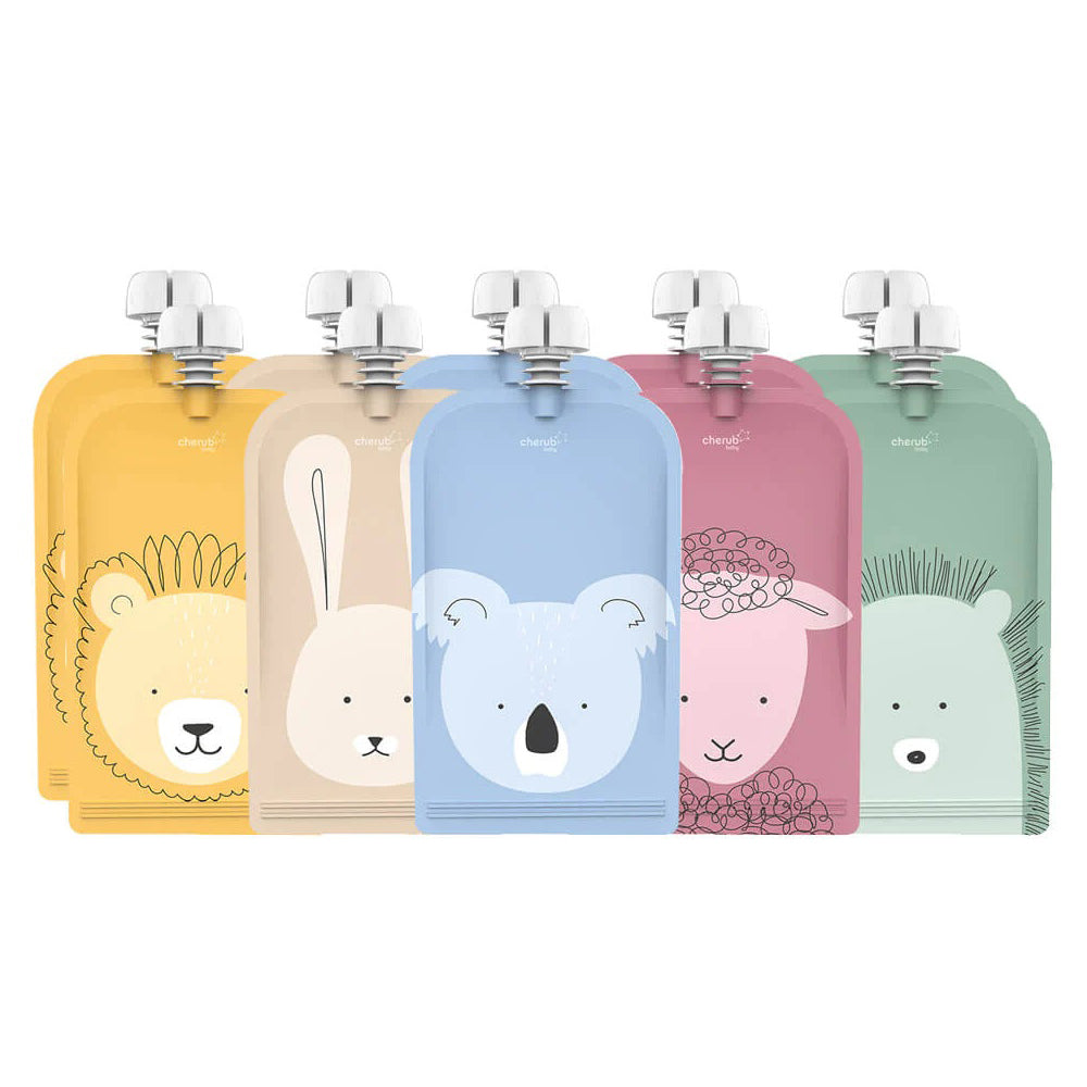 Cherub Baby On The Go Reusable Animal Food Pouches 150ml