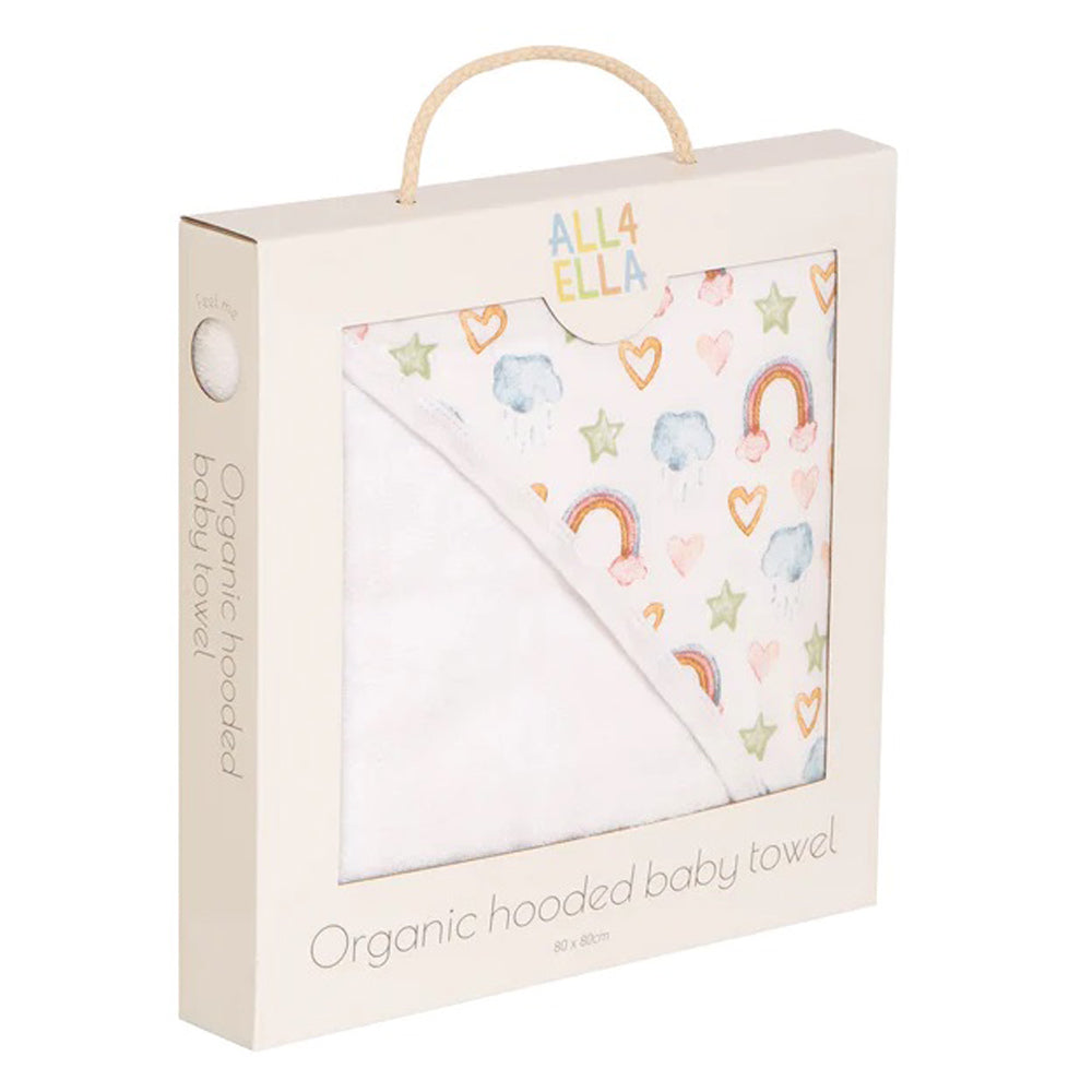 All4Ella Hooded Towel Organic Rainbow Dreams