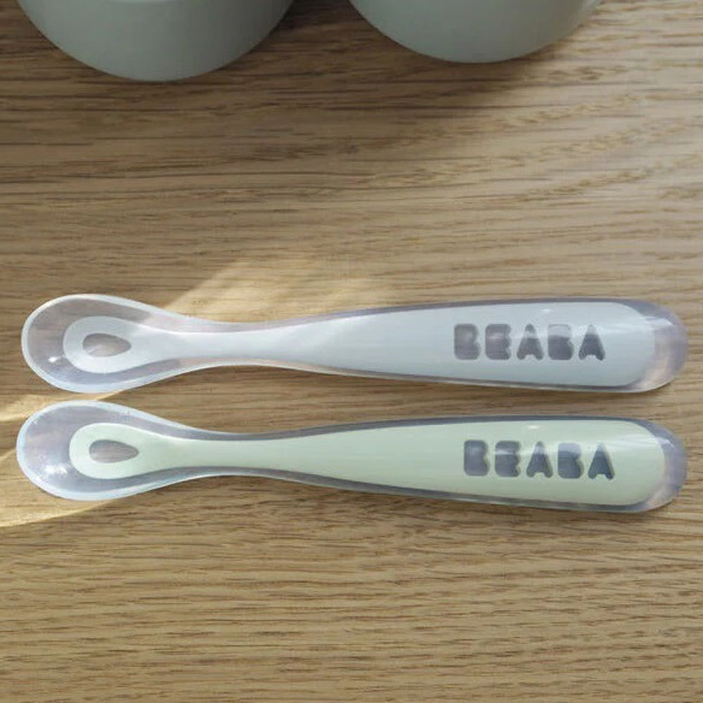 Beaba 1st Stage Silicone Spoon Travel Twin Set With Case