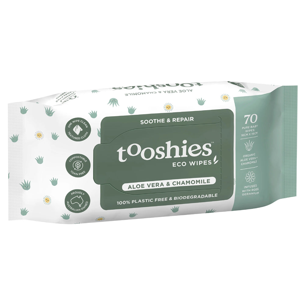 Tooshies Eco Wipes Aloe Vera & Chamomile 70pk