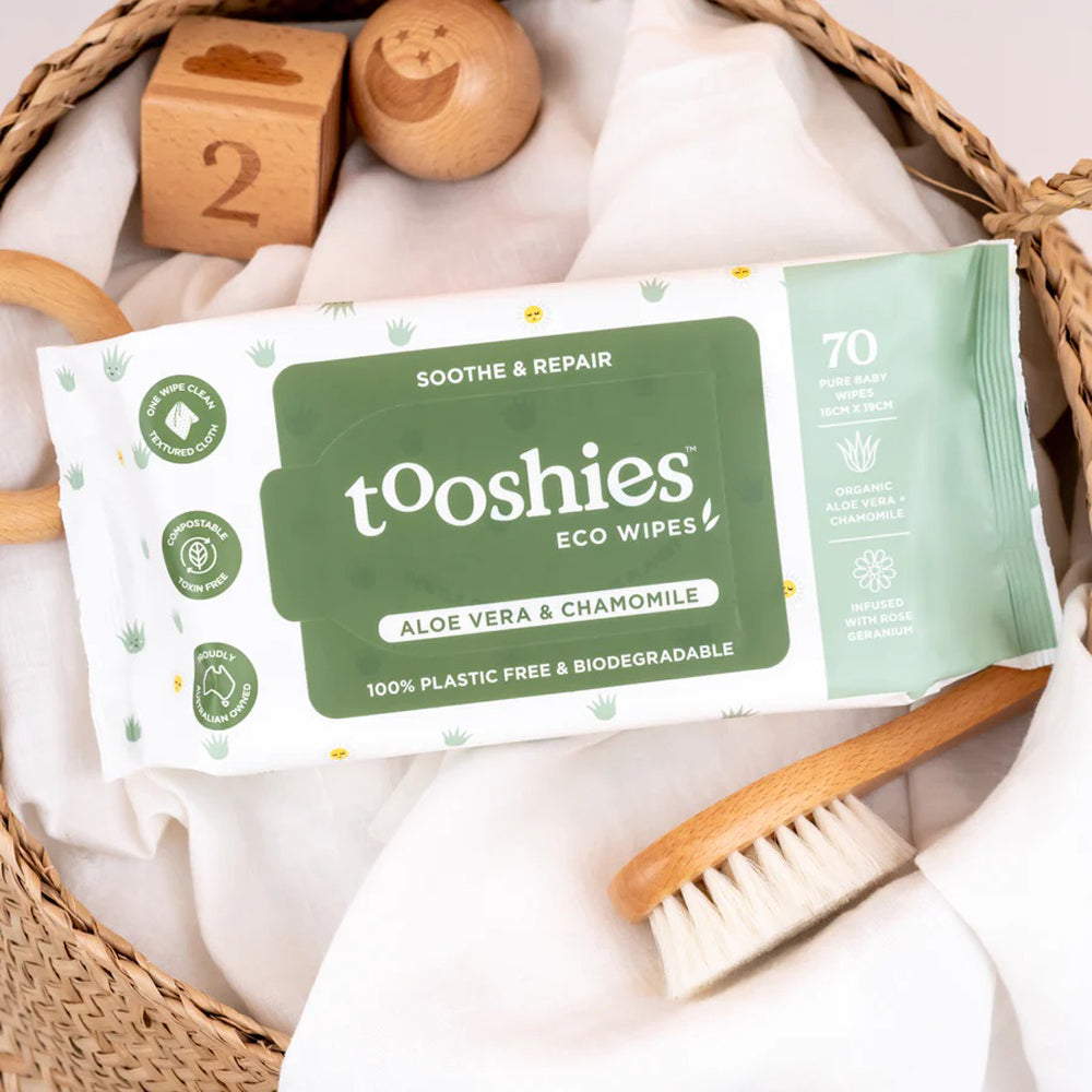 Tooshies Eco Wipes Aloe Vera & Chamomile 70pk