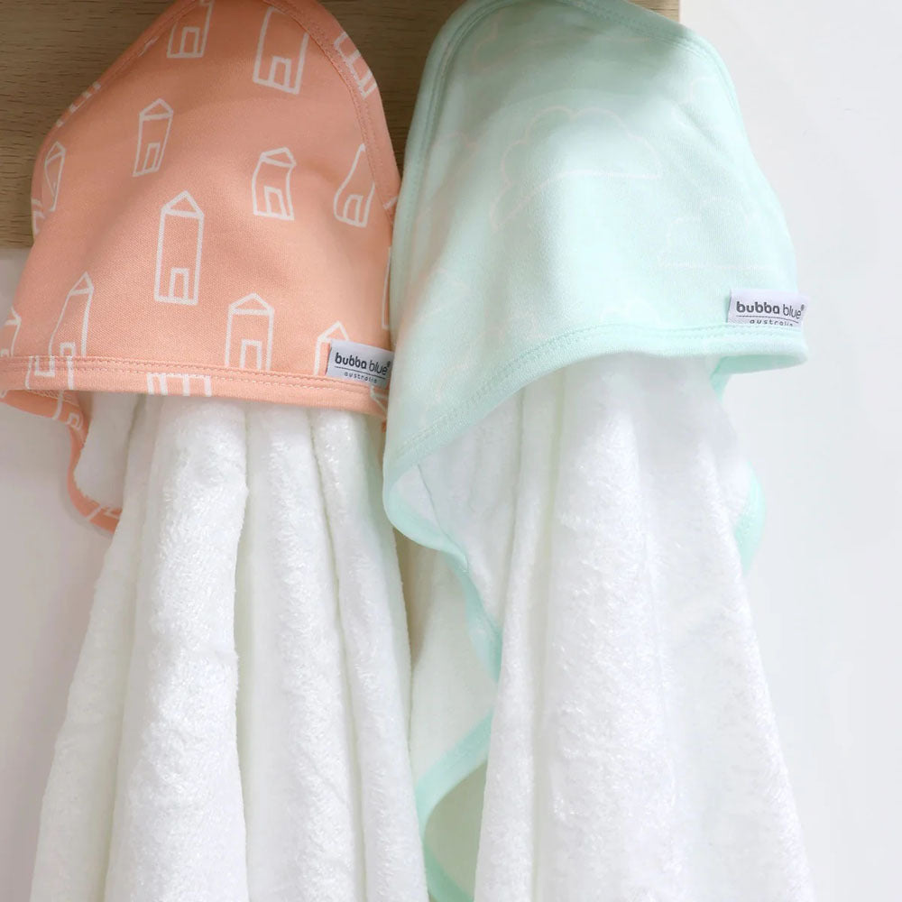 Bubba Blue Nordic 2pk Hooded Towel Coral/Tiffany