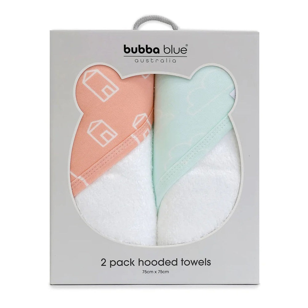 Bubba Blue Nordic 2pk Hooded Towel Coral/Tiffany