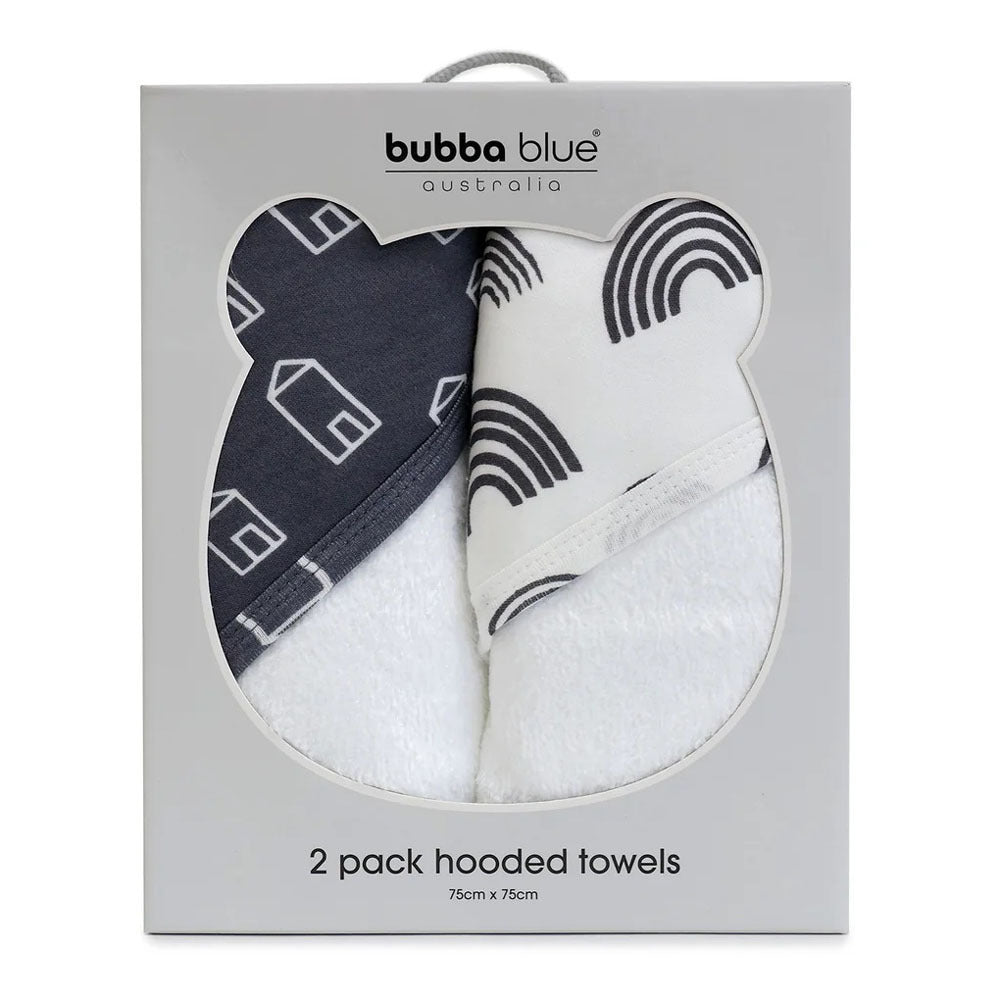 Bubba Blue Nordic 2pk Hooded Towel Charcoal/White