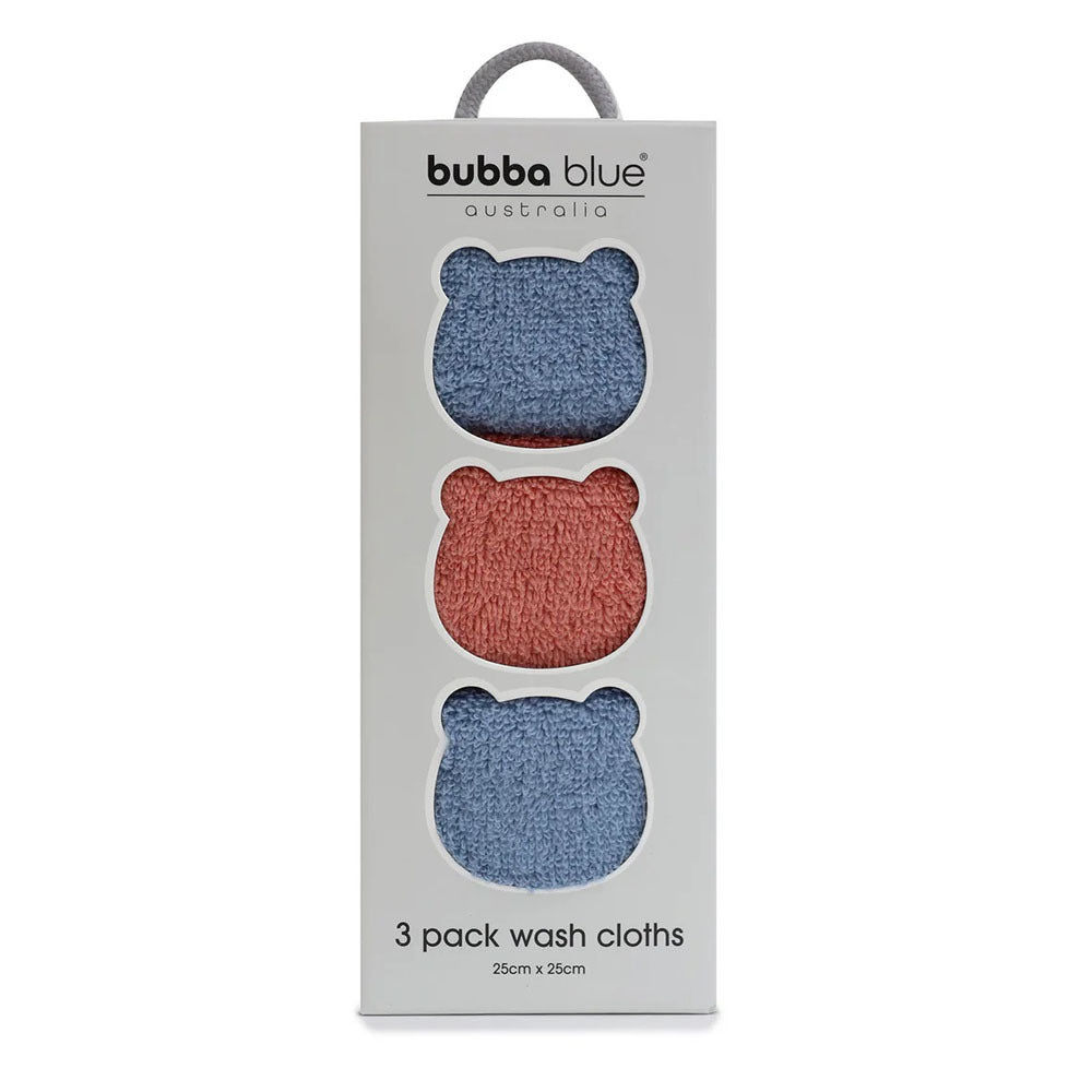 Bubba Blue Nordic 3pk Wash Cloths Denim/Clay