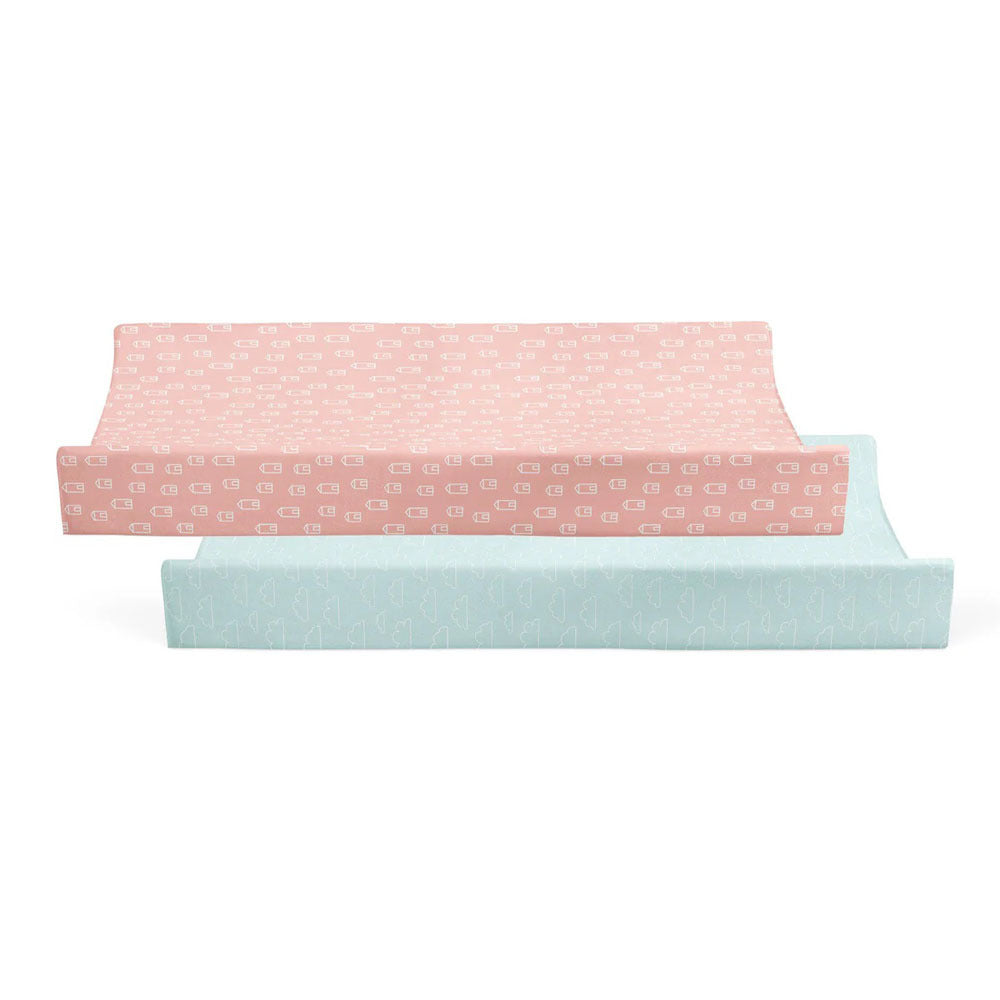 Bubba Blue Nordic 2pk Waterproof Change Pad Cover Coral/Tiffany