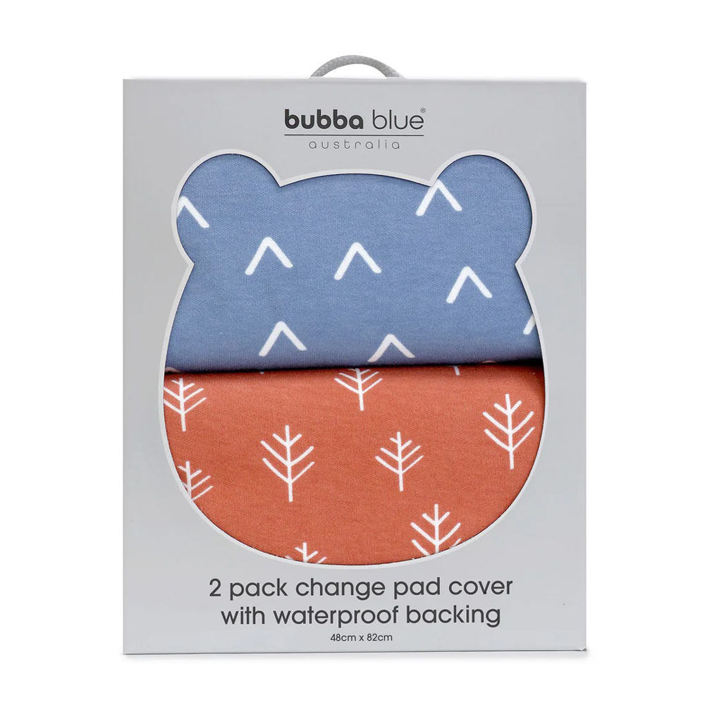 Bubba Blue Nordic 2pk Waterproof Change Pad Cover Denim/Clay