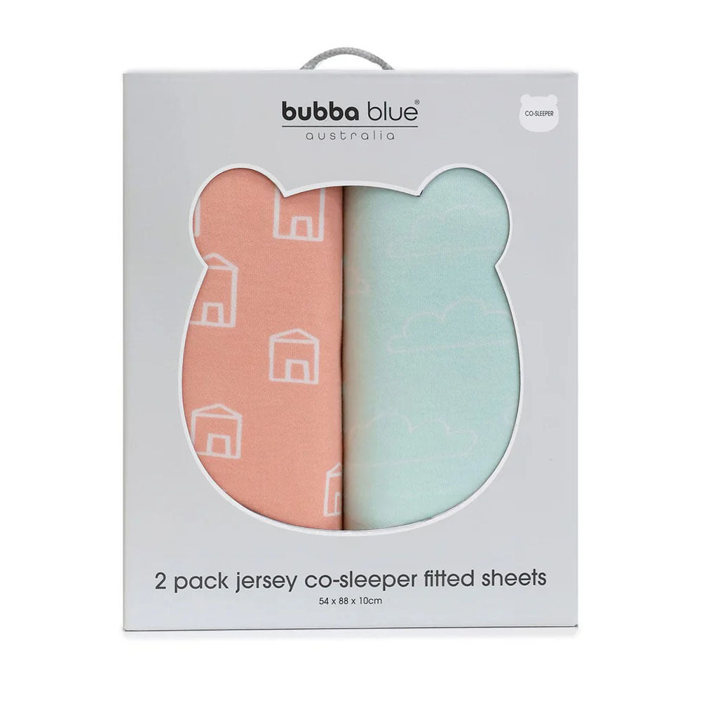 Bubba Blue Nordic 2pk Jersey Co-Sleeper Fitted Sheet Coral/Tiffany