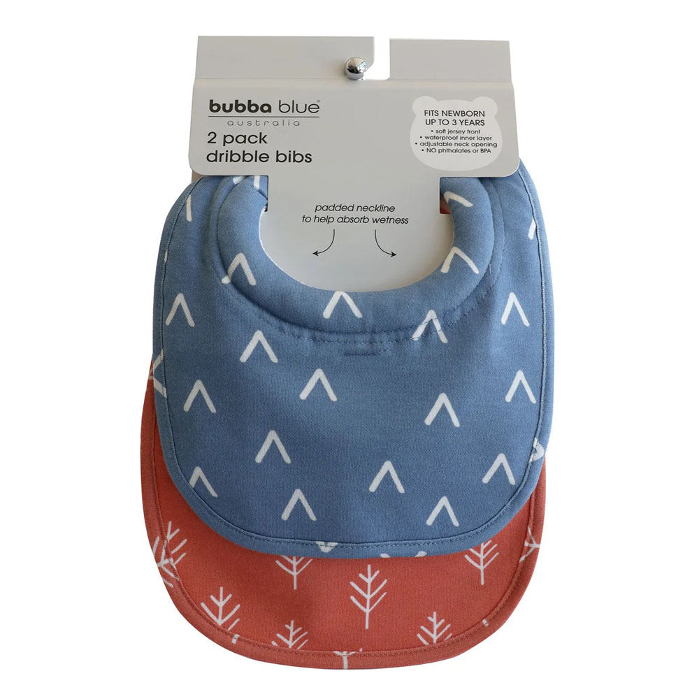 Bubba Blue Nordic 2pk Dribble Bib Denim/Clay