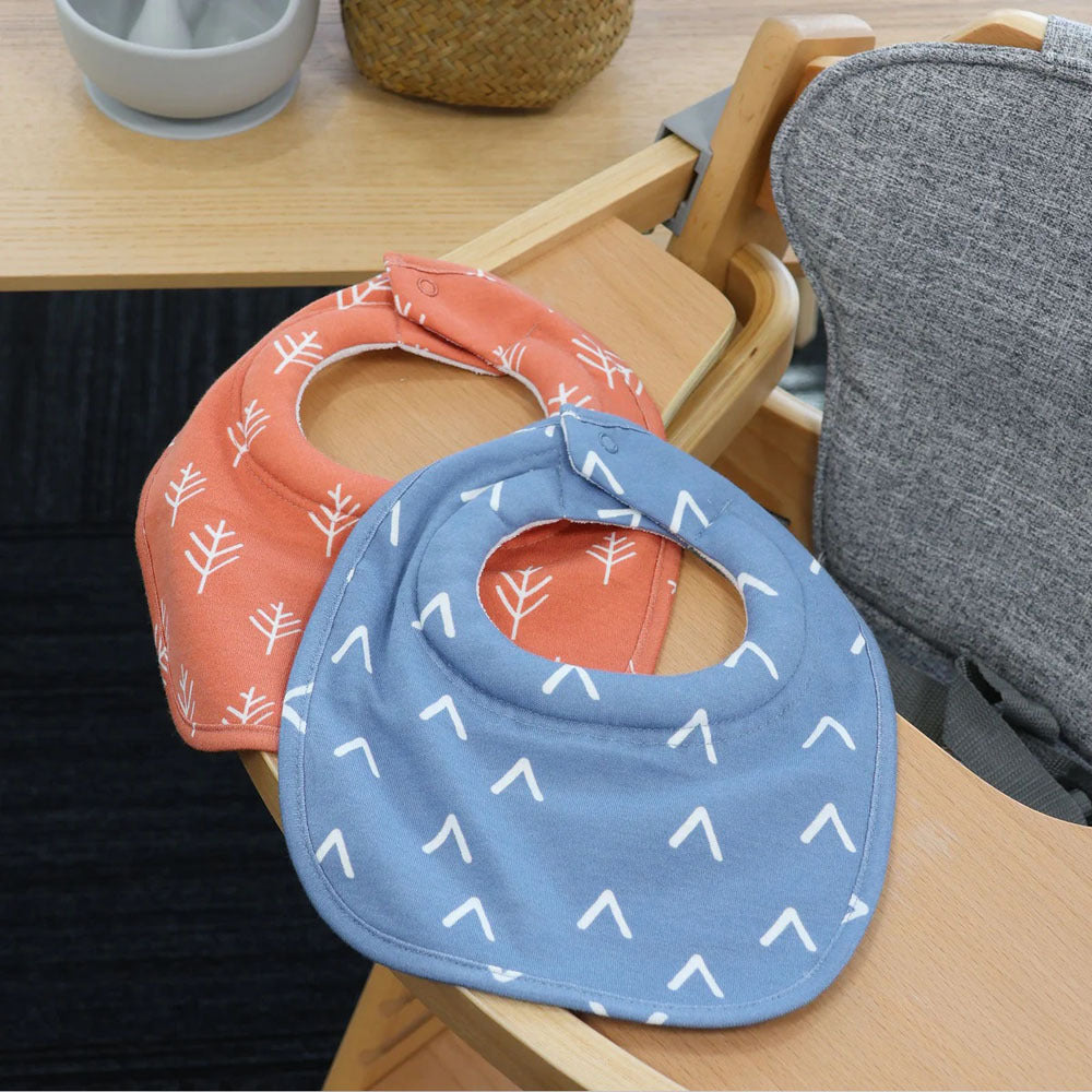 Bubba Blue Nordic 2pk Dribble Bib Denim/Clay