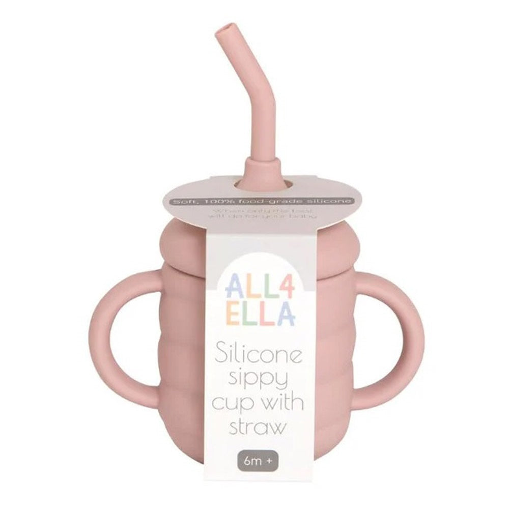 All4Ella Silicone Sippy Cup the With Straw Dusty Pink