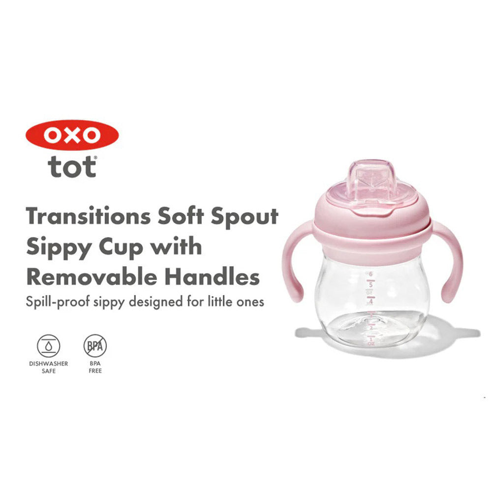 Oxo Tot Transitions Soft Spout Sippy Cup With Removable Handles 6oz Blossom