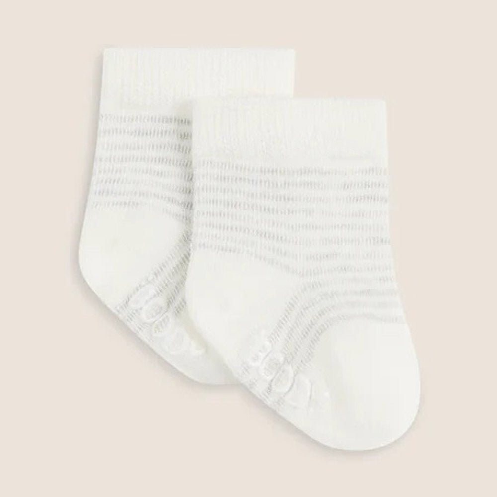 Boody Baby Socks 3pk Heather Grey Natural White