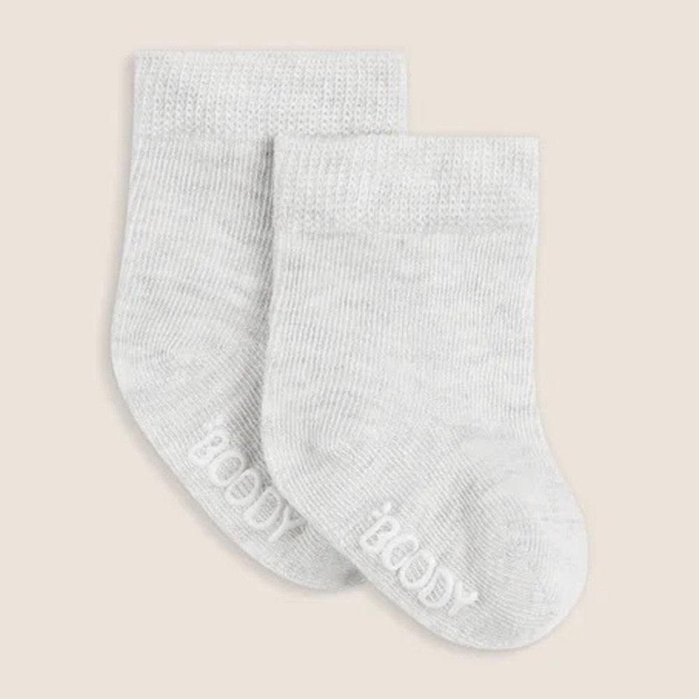 Boody Baby Socks 3pk Heather Grey Natural White