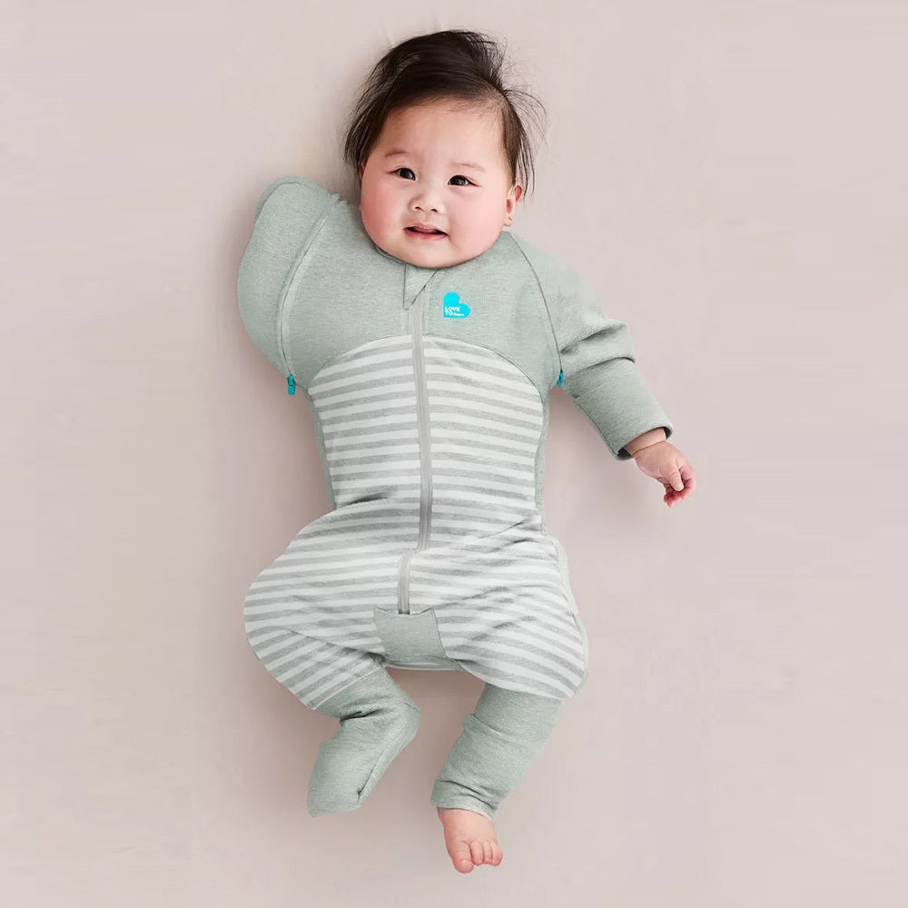 Love To Dream Swaddle Up Transition Suit Lite 0.2T Olive/Stripe