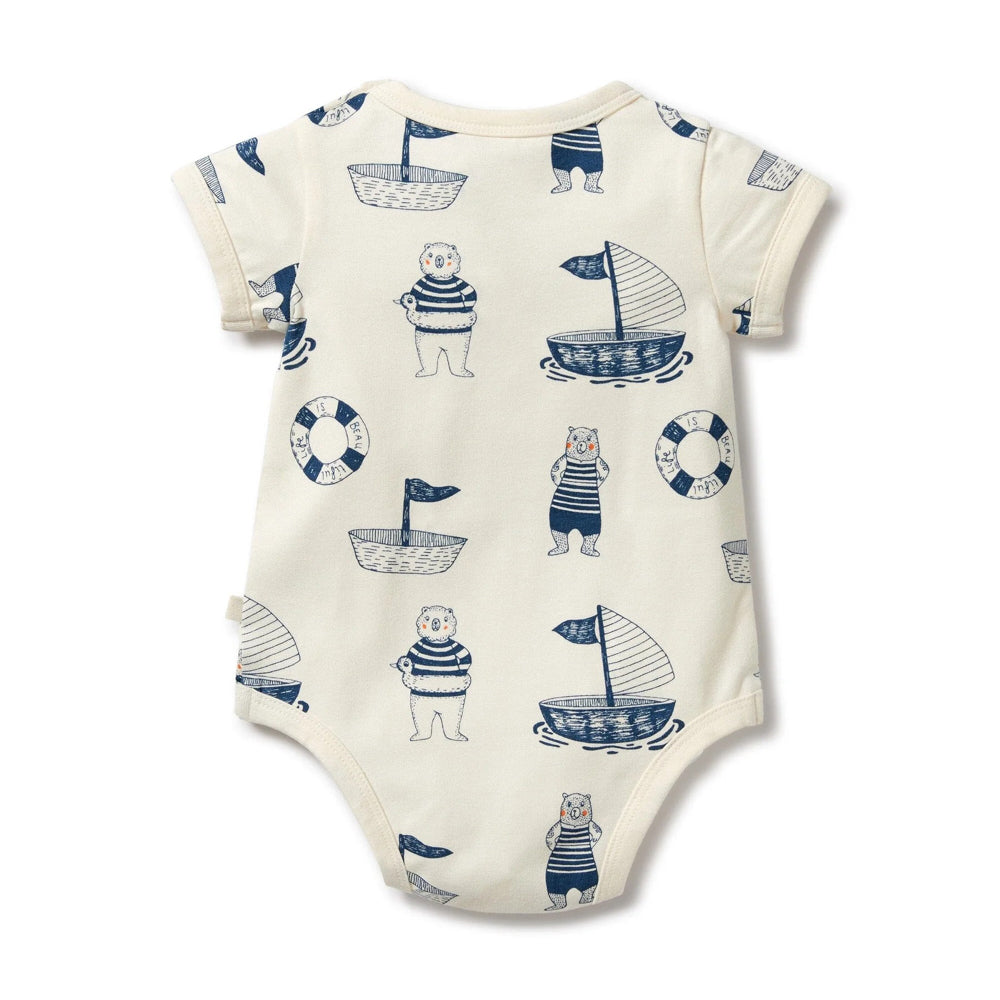 Wilson & Frenchy Nautical Bear Organic Bodysuit