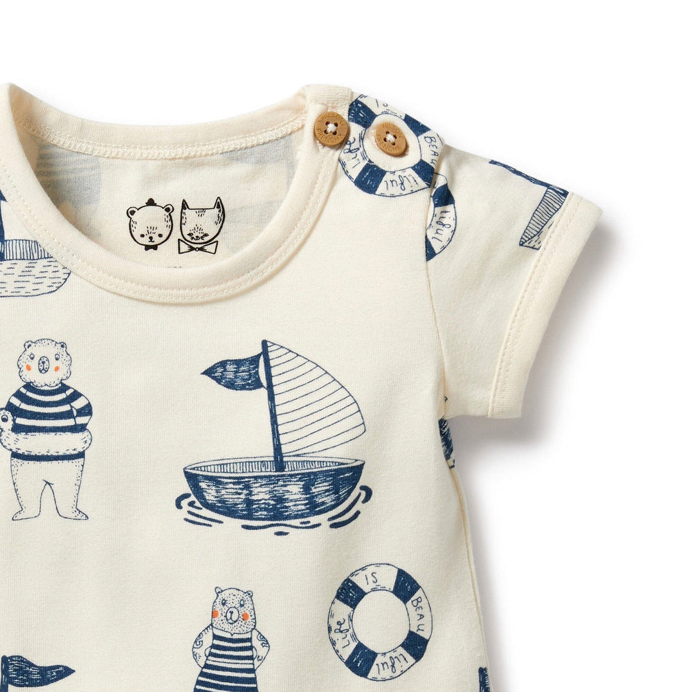 Wilson & Frenchy Nautical Bear Organic Bodysuit