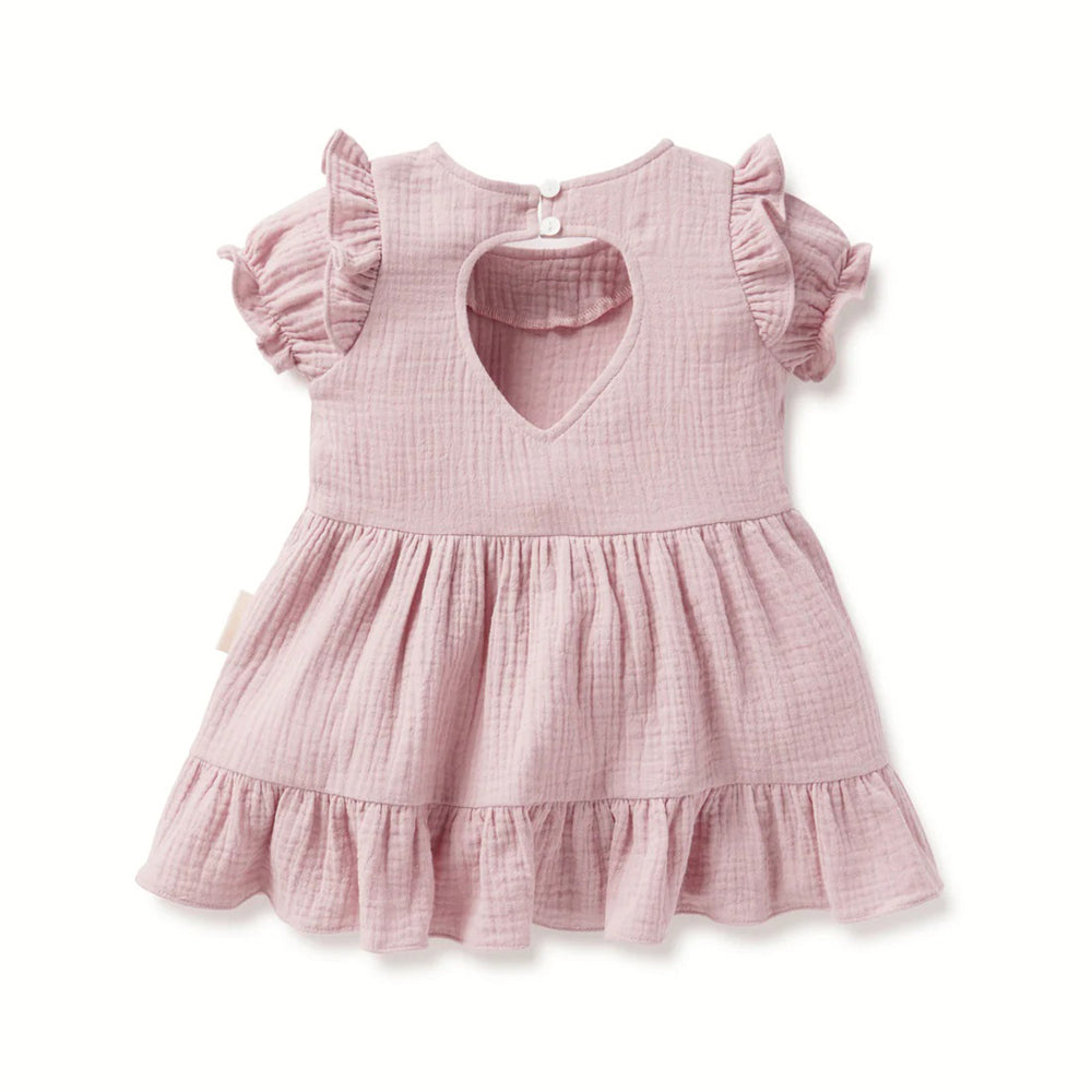 Aster & Oak Pink Muslin Ruffle Dress