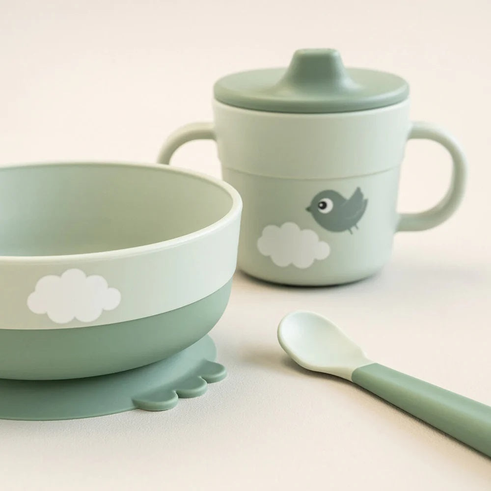 Done By Deer Foodie First Meal Set Happy Clouds Green