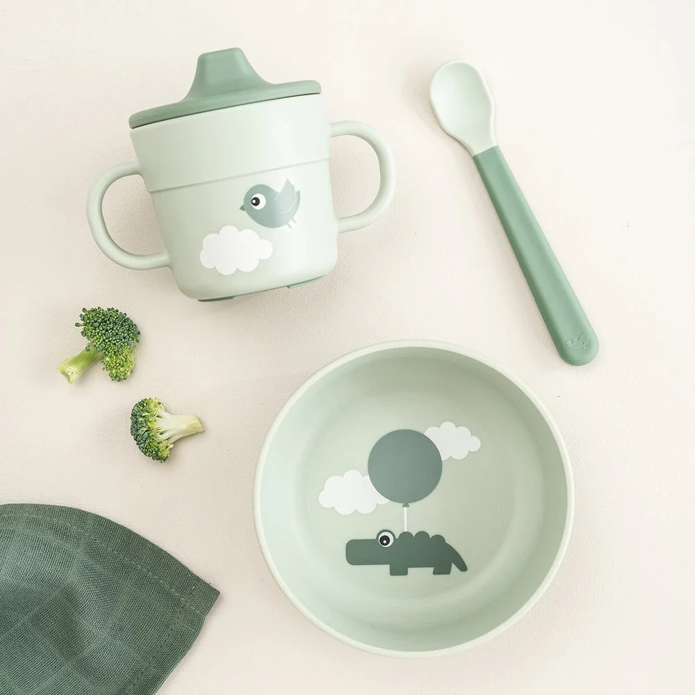 Done By Deer Foodie First Meal Set Happy Clouds Green