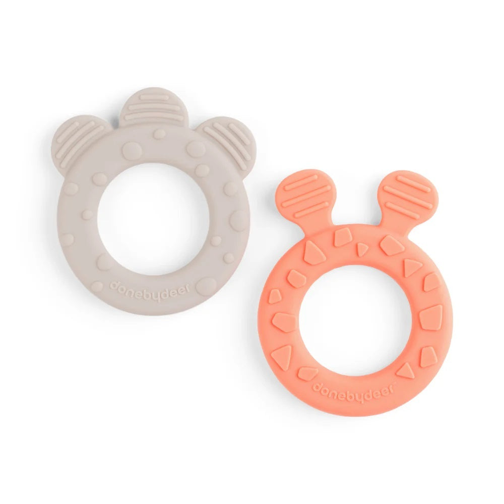 Done By Deer Teether 2-Pack Deer Friends Sand/Coral