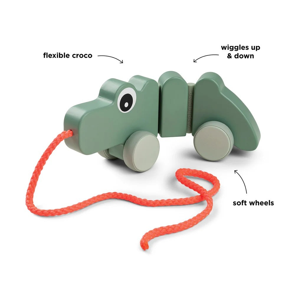 Done By Deer Pull Along Wiggle Toy Croco Green