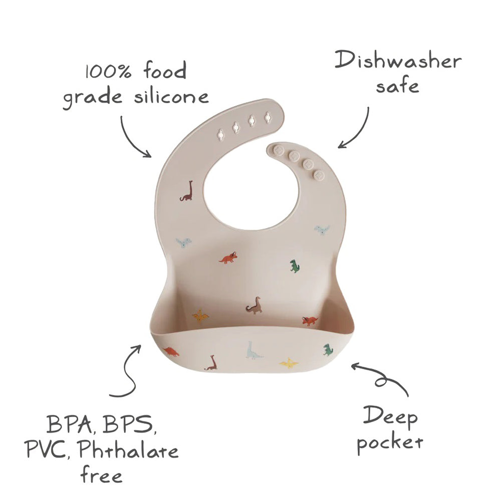 Mushie Silicone Bib Dinosaurs