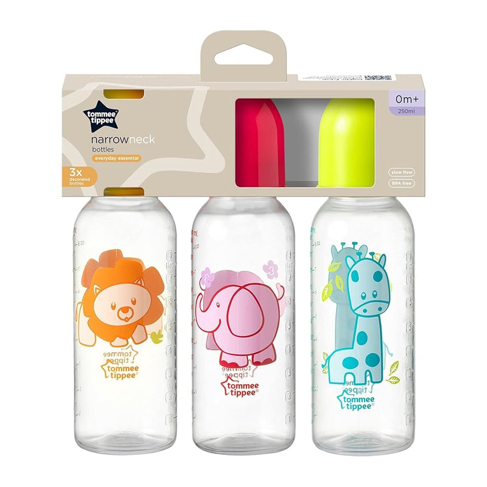 Tommee Tippee Narrow Neck Bottles 250ml 3pk