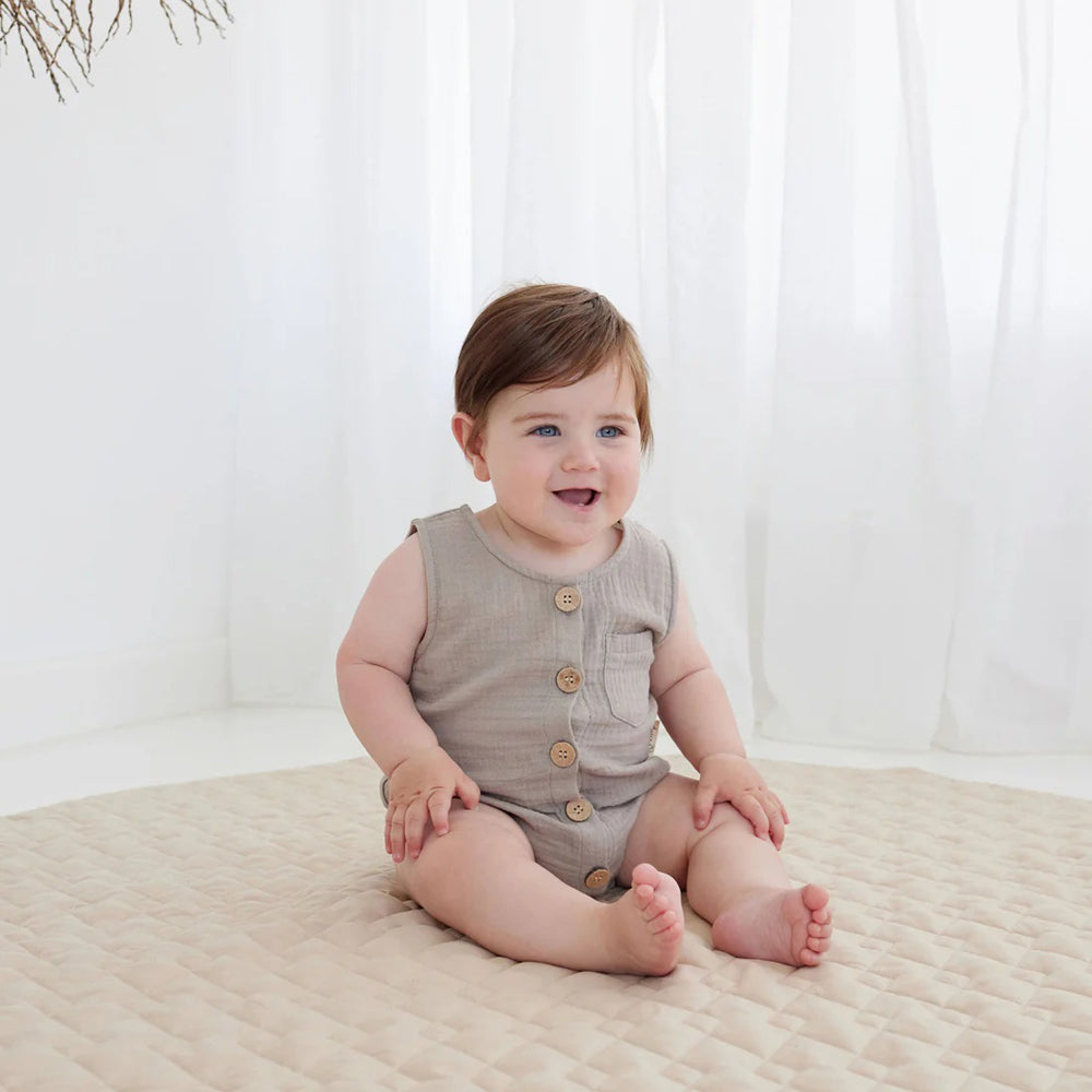 Aster & Oak Sand Muslin Bubble Romper