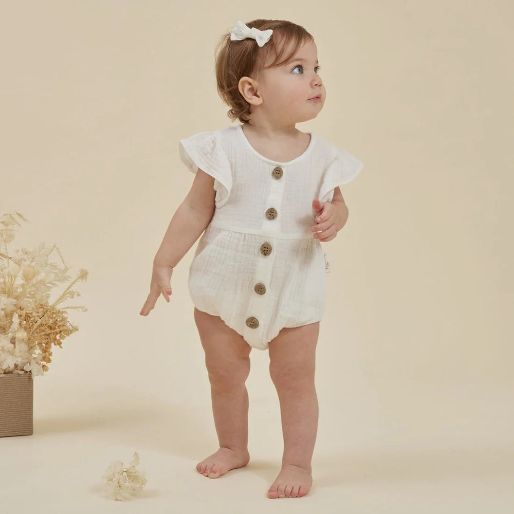 Aster & Oak White Muslin Bubble Romper