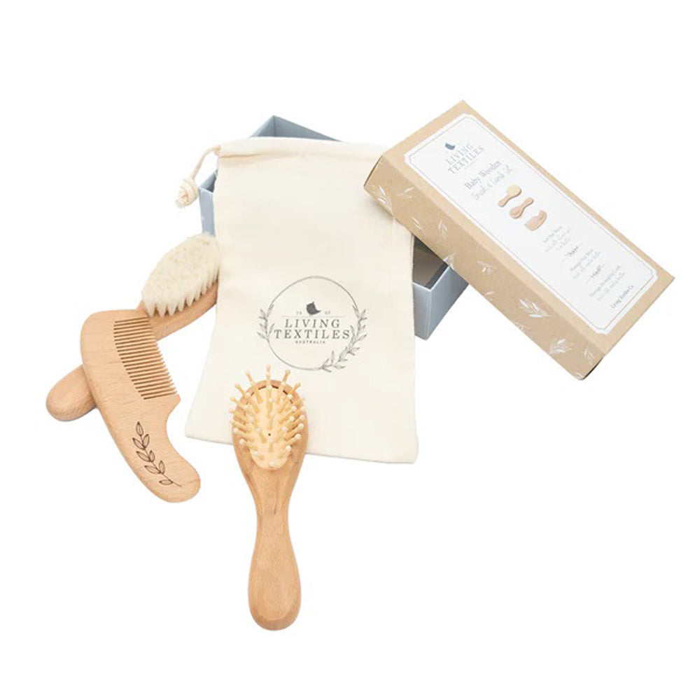 Living Textiles 3pc Baby Brush Set Beech Wood