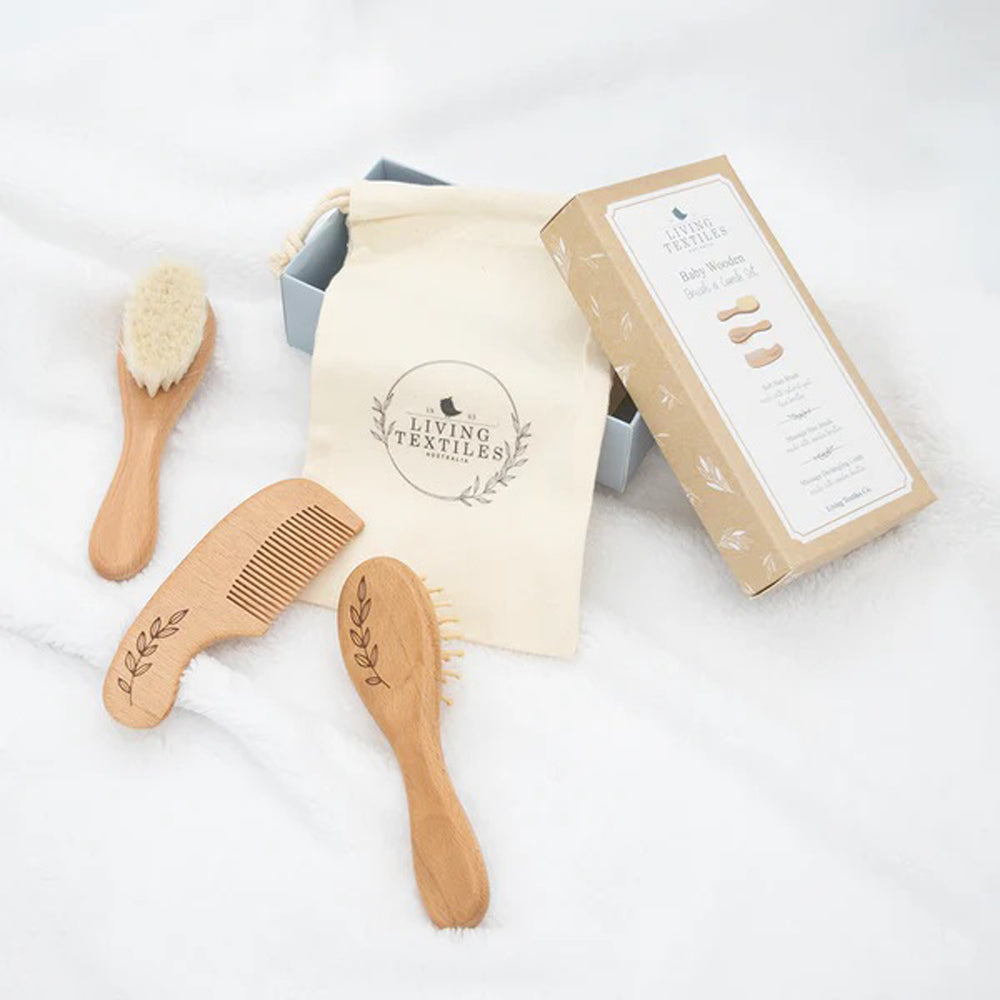 Living Textiles 3pc Baby Brush Set Beech Wood