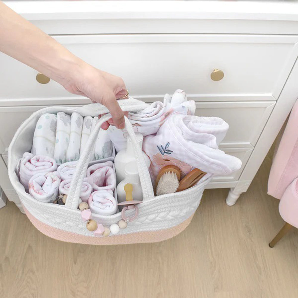 Living Textiles Cotton Rope Nappy Caddy With Divider