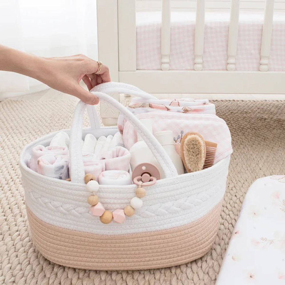 Living Textiles Cotton Rope Nappy Caddy With Divider