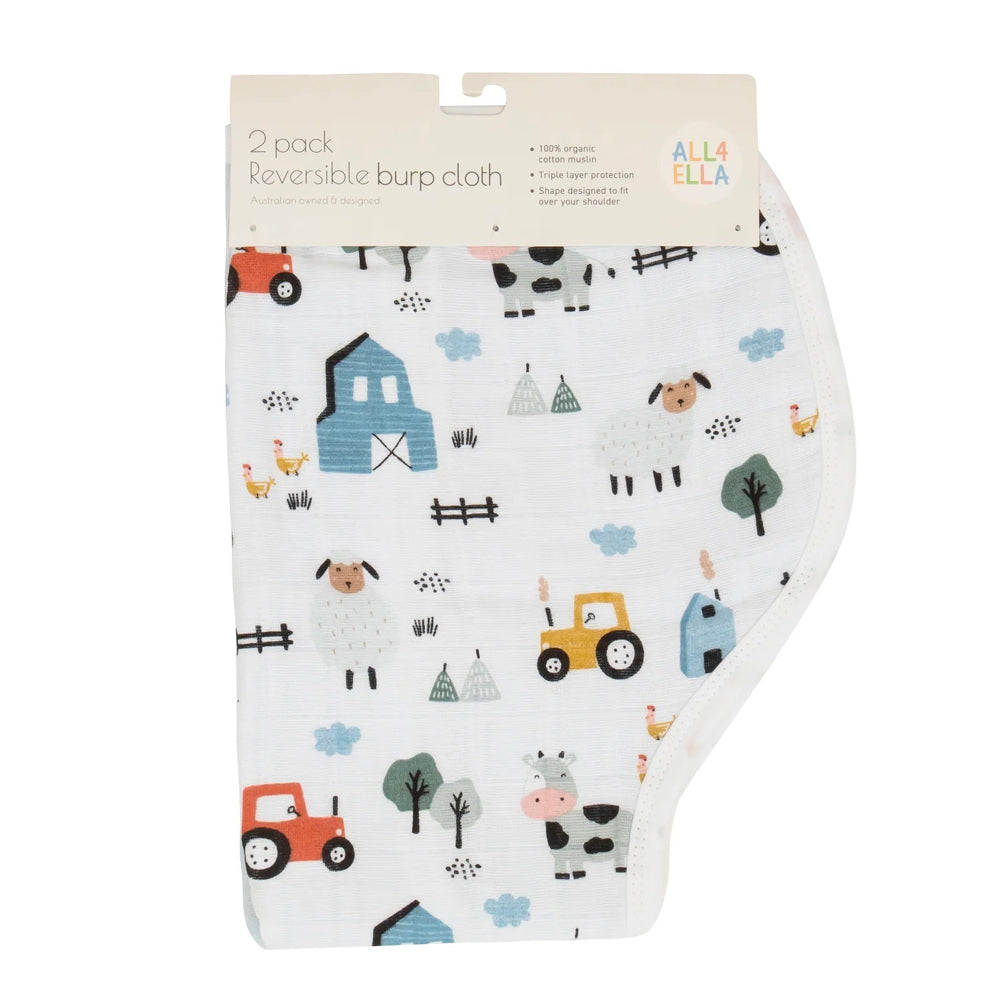 All4Ella Burp Cloth 2pk Barnyard