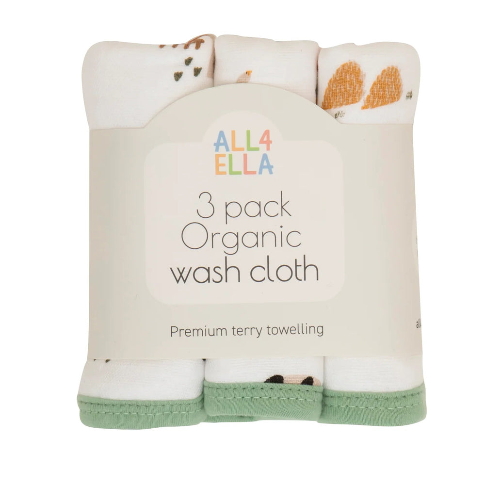 All4Ella Face Washers 3pk Country Farm