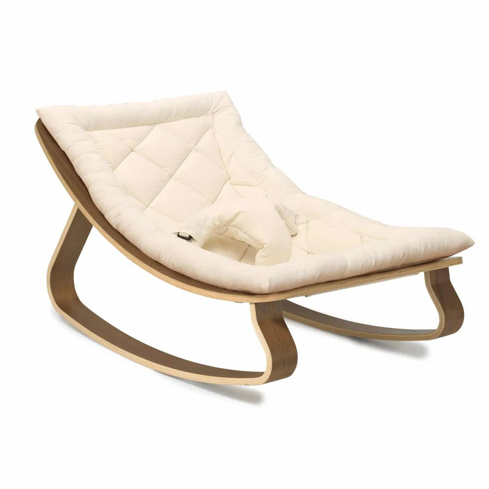 Charlie Crane Levo Baby Rocker In Walnut Organic Milk Seat