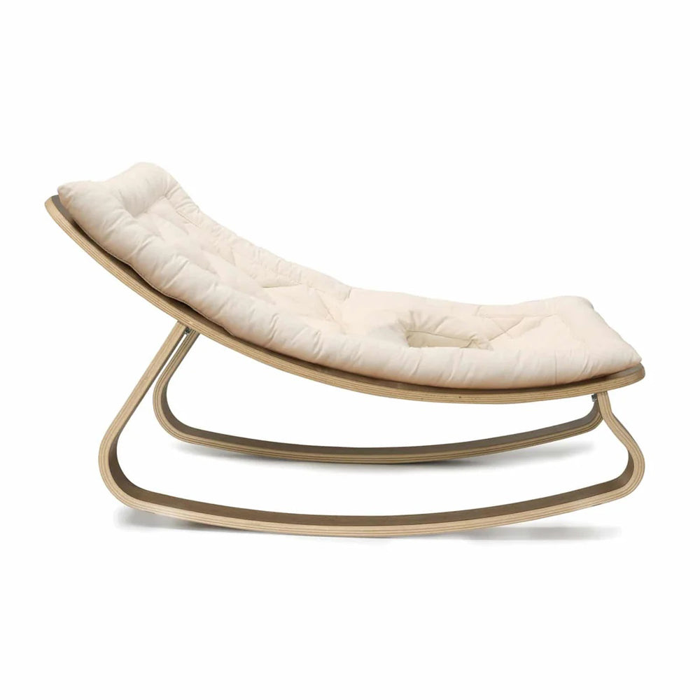 Charlie Crane Levo Baby Rocker In Walnut Organic Milk Seat