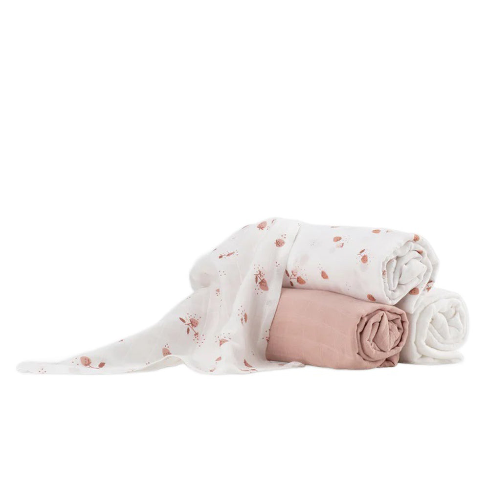 Little Bamboo Muslin Wraps 3pk Dusty Rose