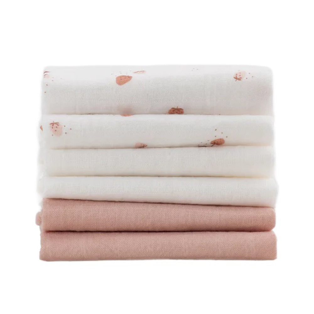 Little Bamboo Muslin Washers 6pk Dusty Rose