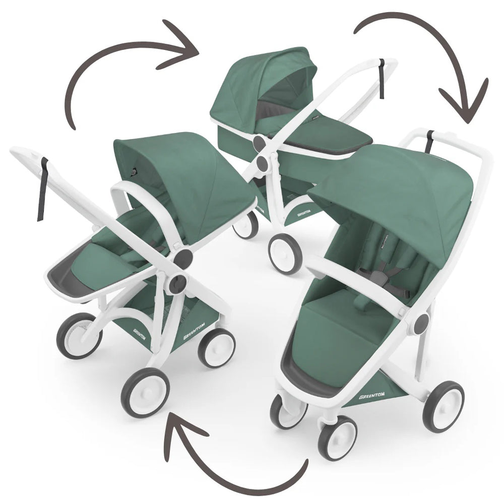 Greentom 3 In 1 Pram & White Stroller