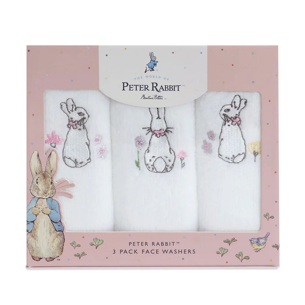 Bubba Blue Peter Rabbit New Adventure 3pk Face Washers Pink