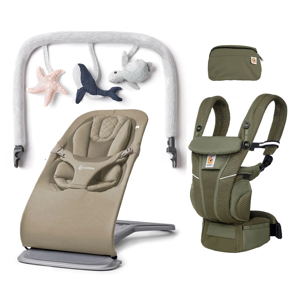 Ergobaby Omni Breeze Carrier + Evolve Bouncer Bundle