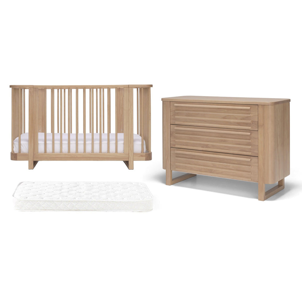 Tasman Eco Pisa Cot + Mattress + Dresser Nursery Package